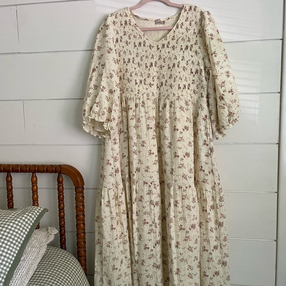 Inherit | Floral Cream Maxi Dress